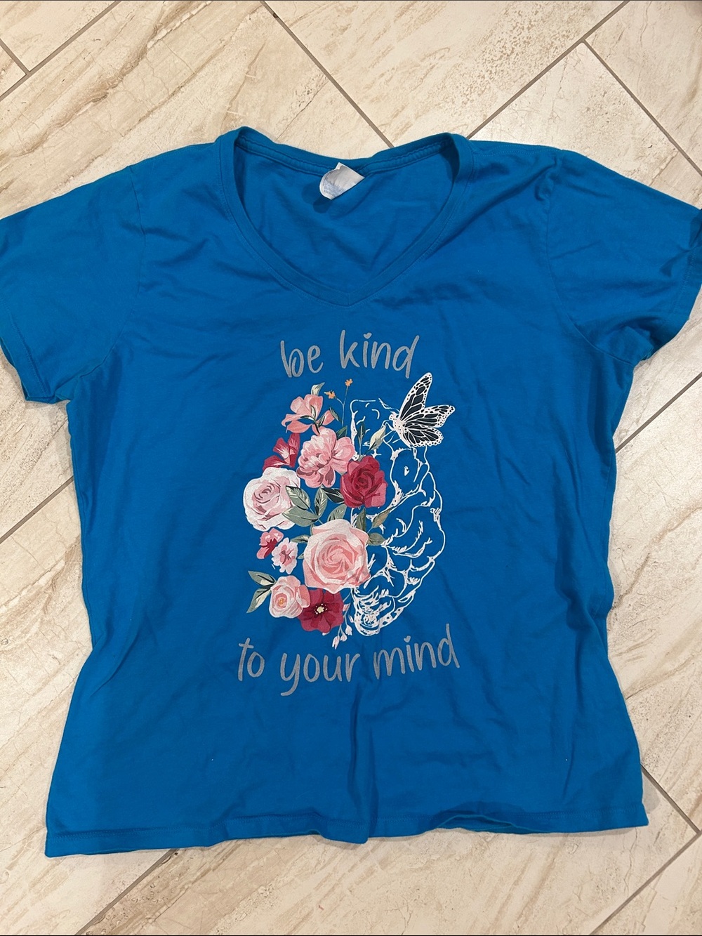 Be Kind to Your Mind floral Graphic V-Neck